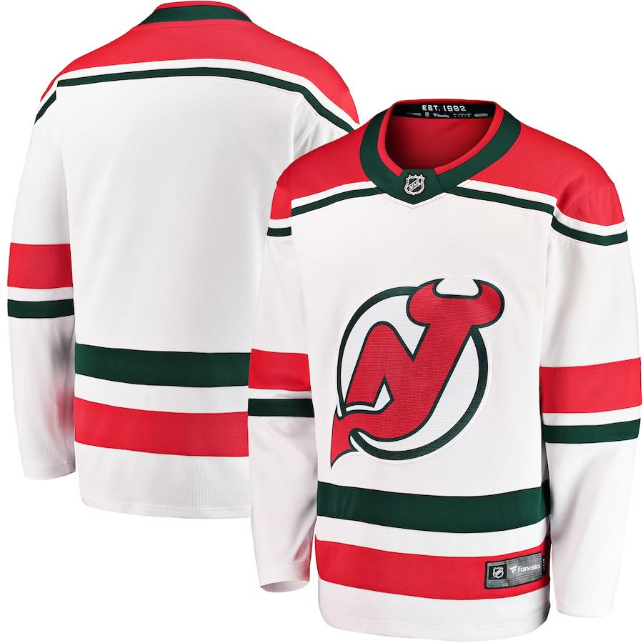 Men New Jersey Devils Fanatics Branded White 2022-23 Heritage Premier Breakaway NHL Jersey